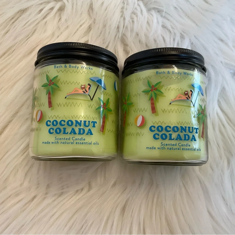 Bath & Body Works Coconut Colada Single Wick Candle - New x2